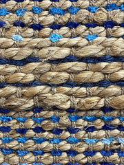 2' x 5' Navy and Tan Braided Jute Area Rug