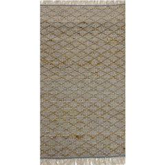 2' x 4' Gray and Tan Lattice Fringed Area Rug