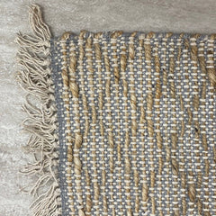 2' x 4' Gray and Tan Lattice Fringed Area Rug