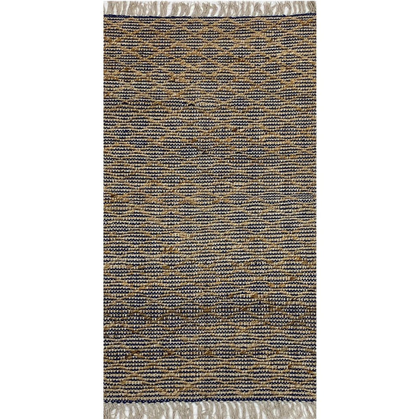 2' x 4' Navy and Tan Lattice Fringed Area Rug