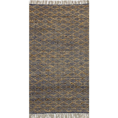 2' x 4' Navy and Tan Lattice Fringed Area Rug