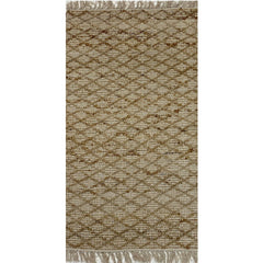 2' x 4' Tan Lattice Fringed Area Rug