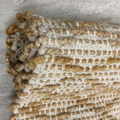 2' x 4' Tan Lattice Fringed Area Rug