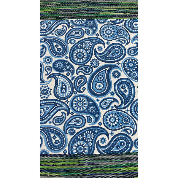 3' x 5' Blue and Green Paisley Chindi Area Rug