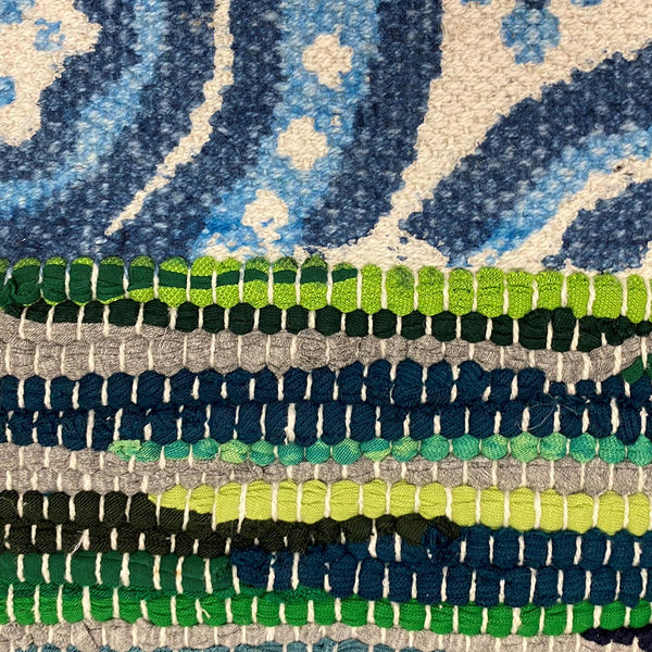 3' x 5' Blue and Green Paisley Chindi Area Rug