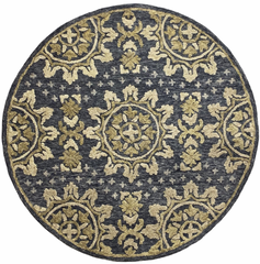 5' Round Gray and Beige Decorative Area Rug