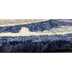 5' x 7' Blue and Cream Floral Wheel Area Rug