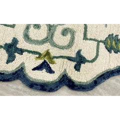 5' Round Cream and Navy Medallion Area Rug