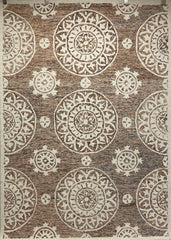 5' x 7' Tan and Cream Medallion Motif Area Rug