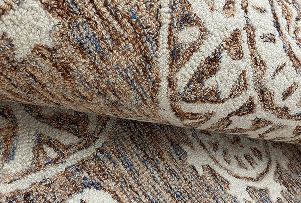 5' x 7' Tan and Cream Medallion Motif Area Rug