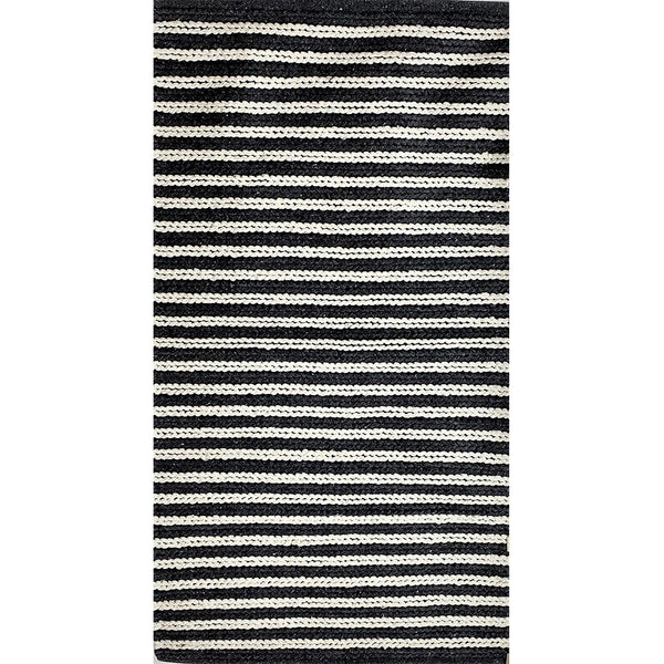3' x 4' Black and White Classic Striped Area Rug