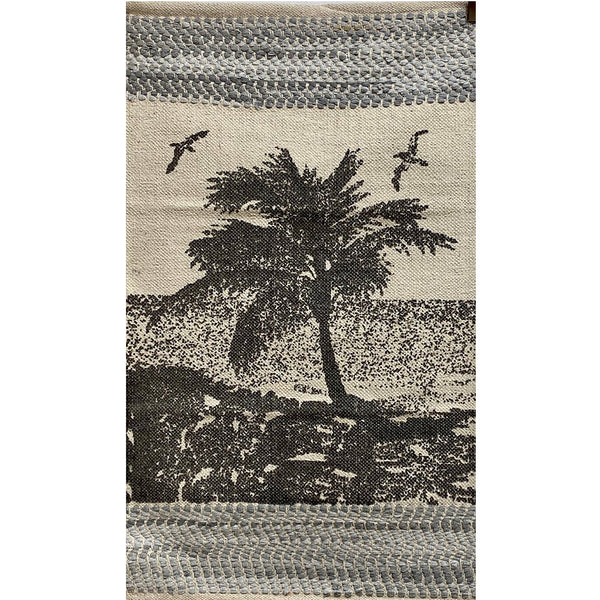 2' x 3' Gray and Ivory Scenic Scatter Rug