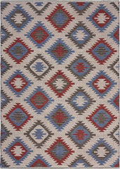 2' x 3' Red and Blue Geometric Diamonds Scatter Rug