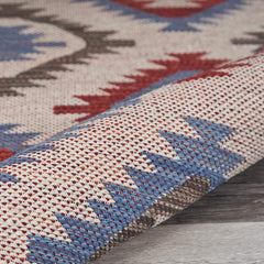 2' x 3' Red and Blue Geometric Diamonds Scatter Rug