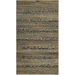 3' x 4' Blue and Tan Braided Stripe Area Rug