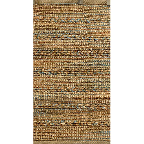 2' x 3' Seafoam and Tan Braided Stripe Scatter Rug