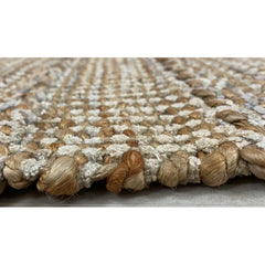 2' x 5' Gray and Tan Braided Stripe Area Rug