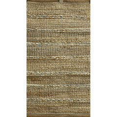 2' x 5' Soft Blue and Tan Braided Stripe Area Rug