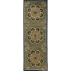 2' x 7' Charcoal Floral Medallion Runner Rug