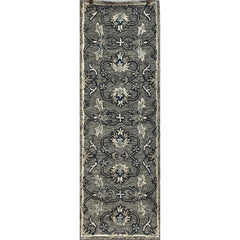 2' x 7' Gray Floral FIligree Runner Rug