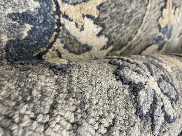 7' Round Gray Intricate Jacobean Area Rug