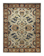 7' x 9' Beige Traditional Floral Vines Area Rug