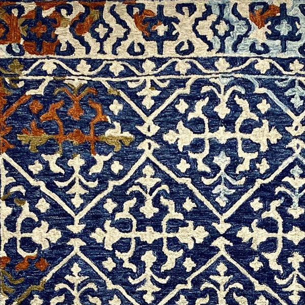 7' x 9' Blue Decorative Lattice Area Rug