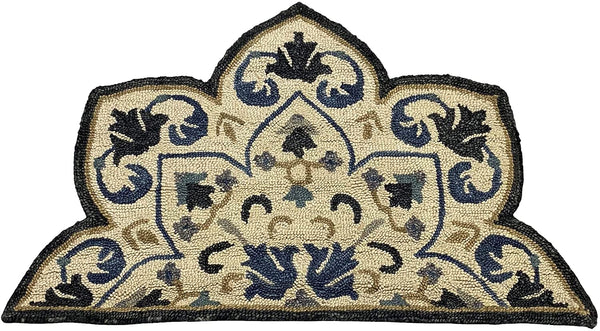 2' x 4' Cream and Gray Filigree Hearth Rug