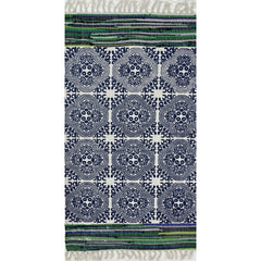 2' x 4' Blue and Green Traditional Chindi Area Rug