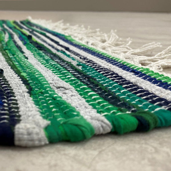 2' x 4' Blue and Green Traditional Chindi Area Rug