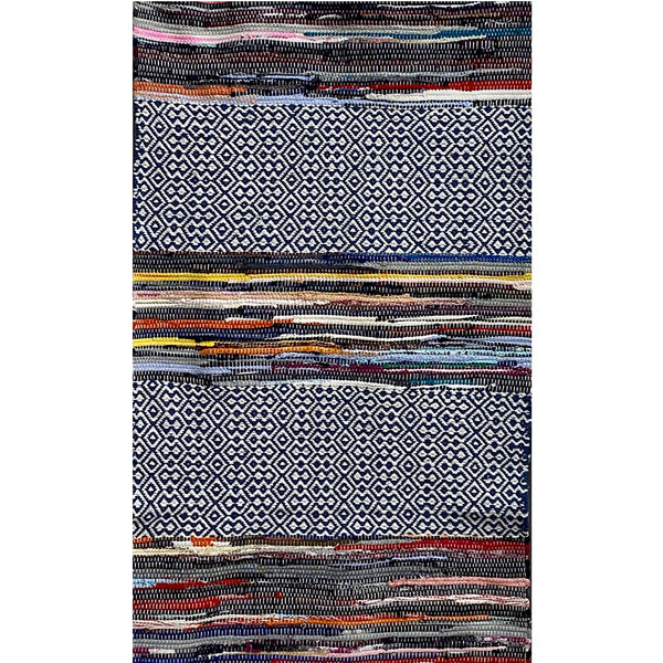 2' x 4' Geometric Colorful Chindi Area Rug