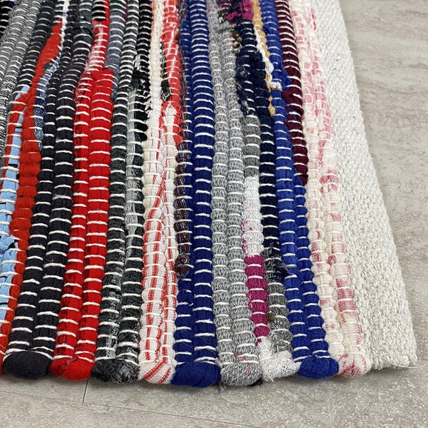 2' x 4' Geometric Colorful Chindi Area Rug