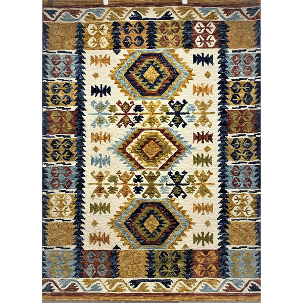 5' x 7' Brown and Blue Southwestern Area Rug