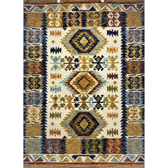 5' x 7' Brown and Blue Southwestern Area Rug