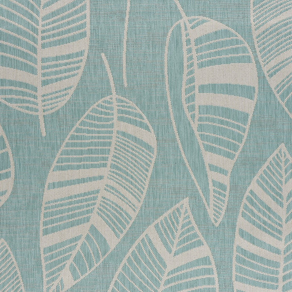 5' x 7' Teal Leaves Indoor Outdoor Area Rug