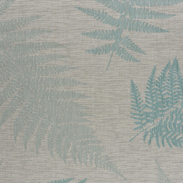 5' x 7' Teal Fern Leaves Indoor Outdoor Area Rug