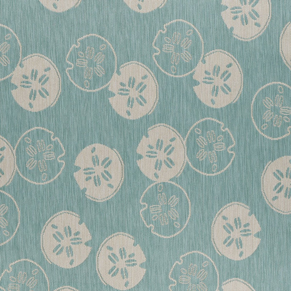 5' x 7' Teal Sand Dollars Indoor Outdoor Area Rug