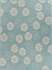 8' x 10' Teal Sand Dollars Indoor Outdoor Area Rug