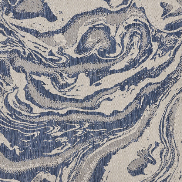 8' Round Navy Abstract Indoor Outdoor Area Rug