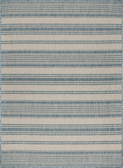 5' x 7' Teal Uneven Stripe Indoor Outdoor Area Rug