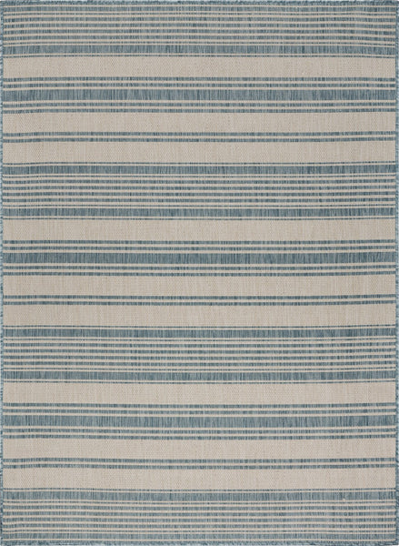 8' x 10' Teal Uneven Striped Indoor Outdoor Area Rug