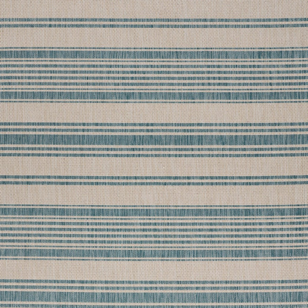 8' x 10' Teal Uneven Striped Indoor Outdoor Area Rug