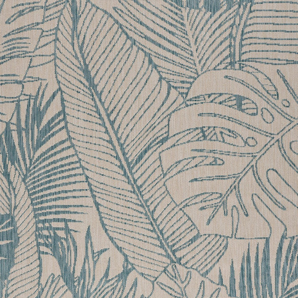 5' x 7' Teal Tropical Indoor Outdoor Area Rug