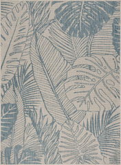 8' x 10' Teal Tropical Indoor Outdoor Area Rug