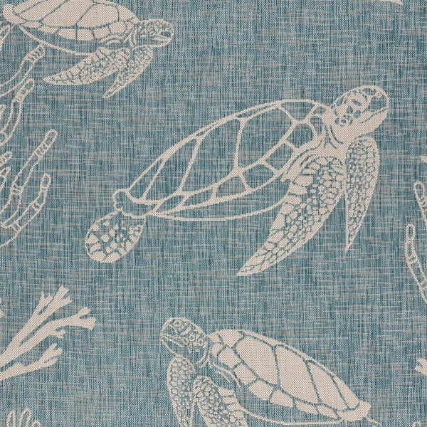 5' x 7' Teal Turtle Indoor Outdoor Area Rug