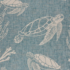 5' x 7' Teal Turtle Indoor Outdoor Area Rug