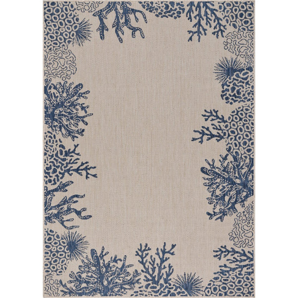 2' x 3' Navy Reef Border Indoor Outdoor Scatter Rug