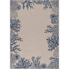 2' x 3' Navy Reef Border Indoor Outdoor Scatter Rug
