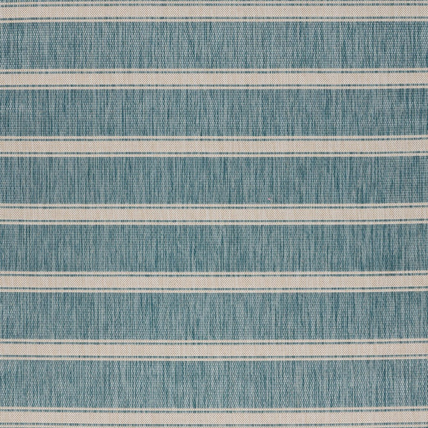 3' x 5' Teal Striped Indoor Outdoor Area Rug