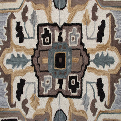 5' Gray and Beige Medallion Area Rug
